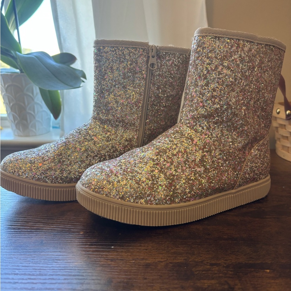 Cat & Jack Gold Rainbow Glitter Boots